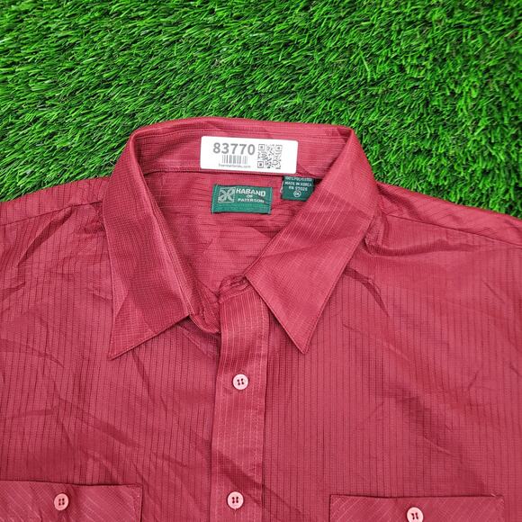 Vintage 90s Haband Textured Disco Button Shirt 2XL 26x29 Red - Picture 8 of 11